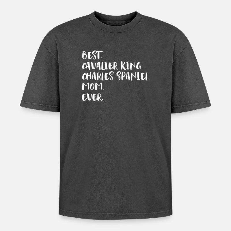 Cavalier King Charles Spaniel - Oversized Unisex Premium Acid-Washed T-Shirt - acid washed black