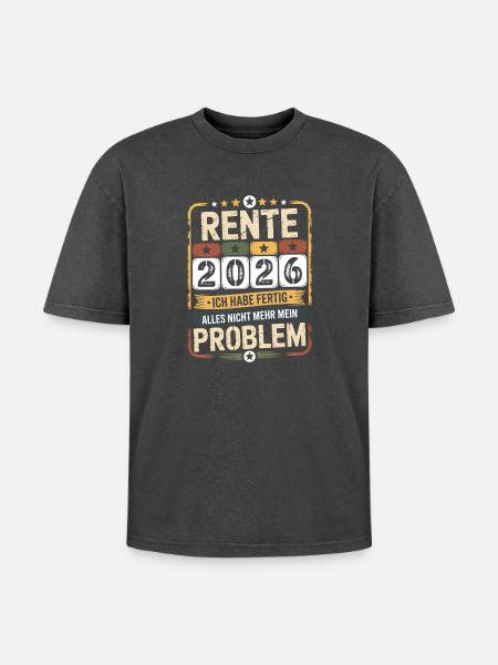 Pension 2026 – Peace at last - Oversized Unisex Premium Acid-Washed T-Shirt - acid washed black