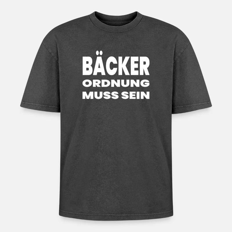 Bäcker - Oversized Unisex Premium Acid-Washed T-Shirt - Schwarz Acid Wash