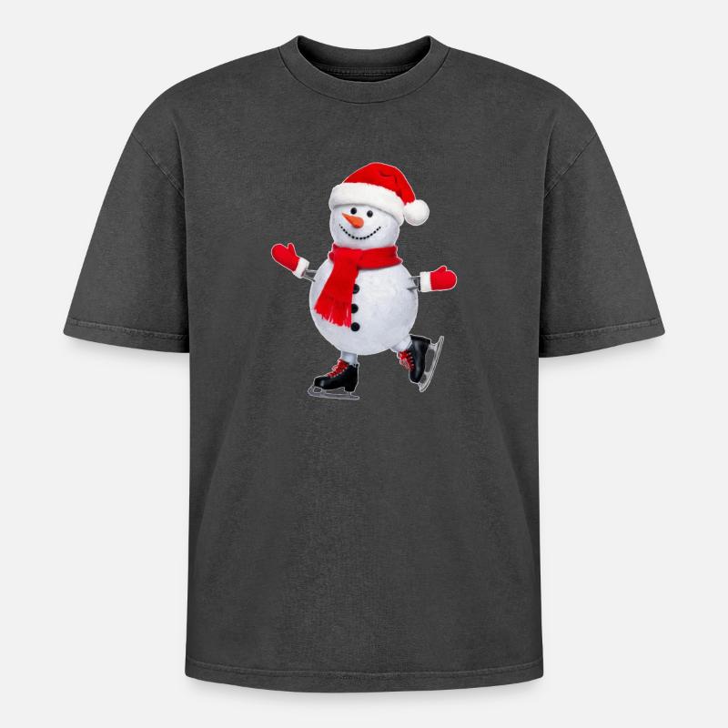 Schneeman - Oversized Unisex Premium Acid-Washed T-Shirt - Schwarz Acid Wash