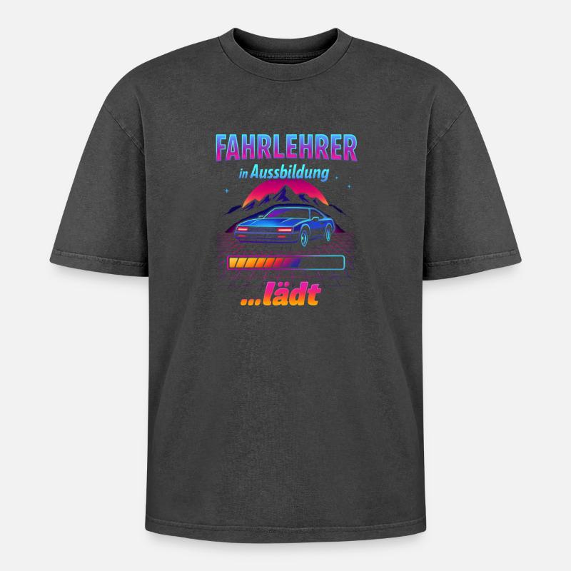 Driving instructor in training Neon - Oversized Unisex Premium Acid-Washed T-Shirt - acid washed black