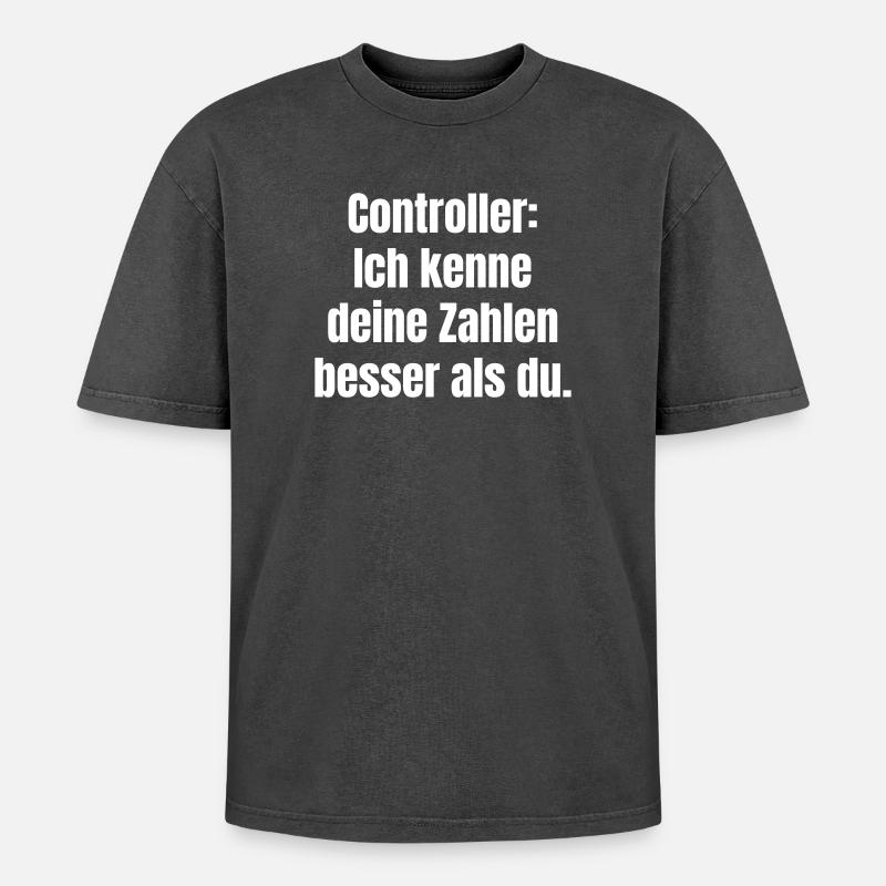 Controller: Zahlen besser kennen - Oversized Unisex Premium Acid-Washed T-Shirt - Schwarz Acid Wash