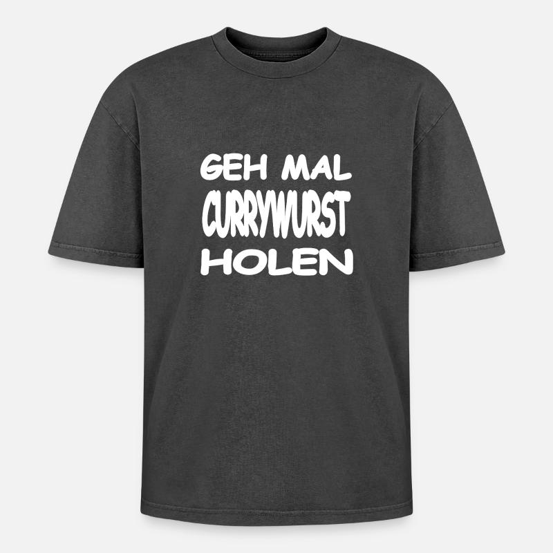 Currywurst - T-shirt Premium unisexe oversize acid-washed - noir délavé acide