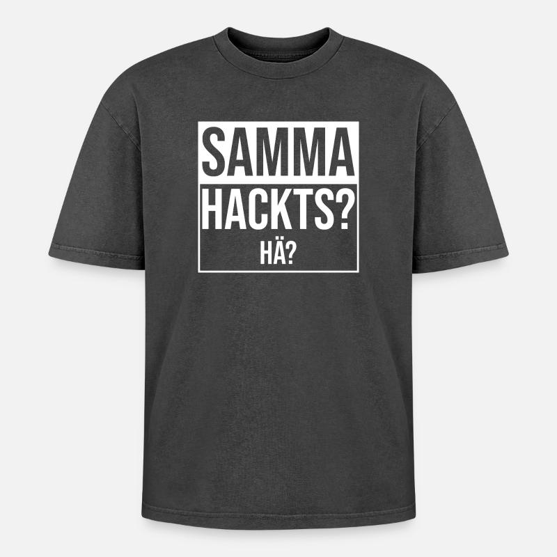 samma hacks hä - Oversized Unisex Premium Acid-Washed T-Shirt - Schwarz Acid Wash