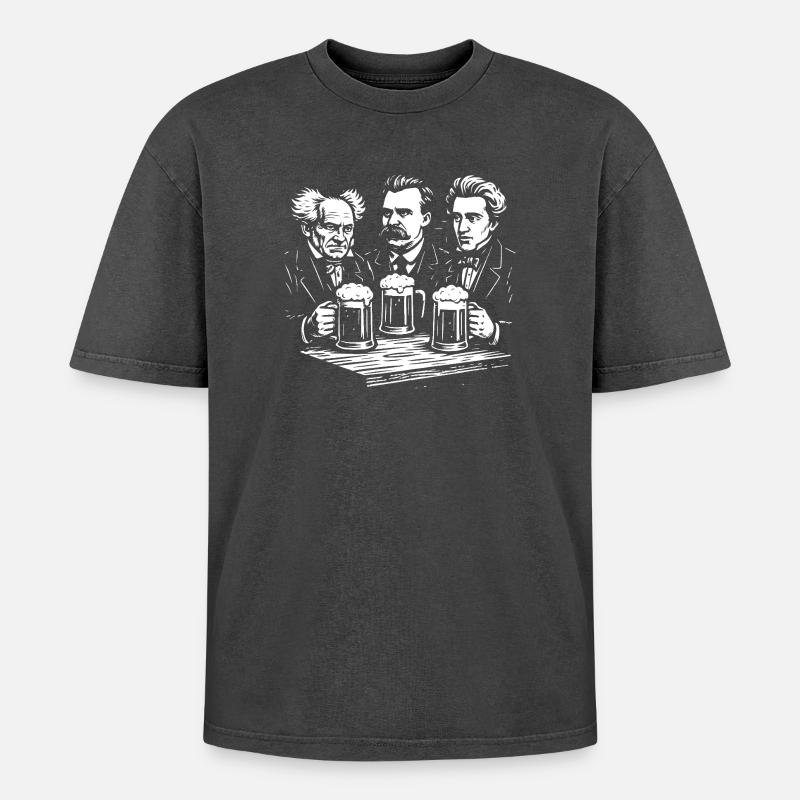 Deutscher Philosophenpub - Oversized Unisex Premium Acid-Washed T-Shirt - Schwarz Acid Wash