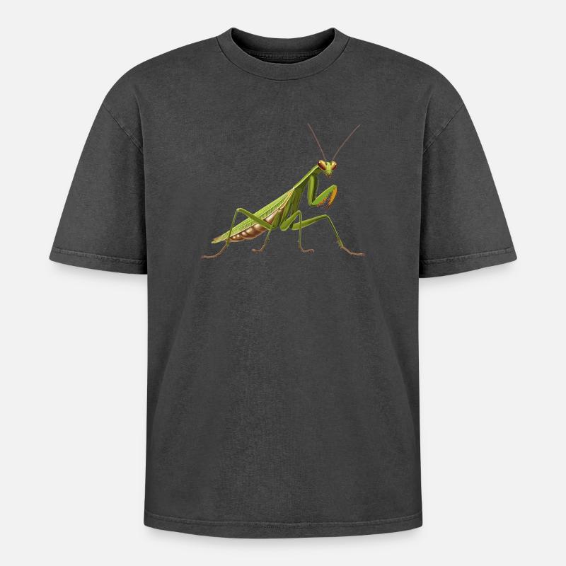 Praying mantises Praying mantis - Oversized Unisex Premium Acid-Washed T-Shirt - acid washed black