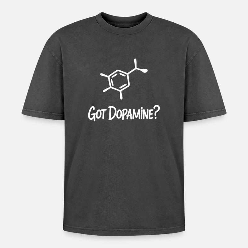 Dopamine Molecule Tee - Oversized Unisex Premium Acid-Washed T-Shirt - acid washed black