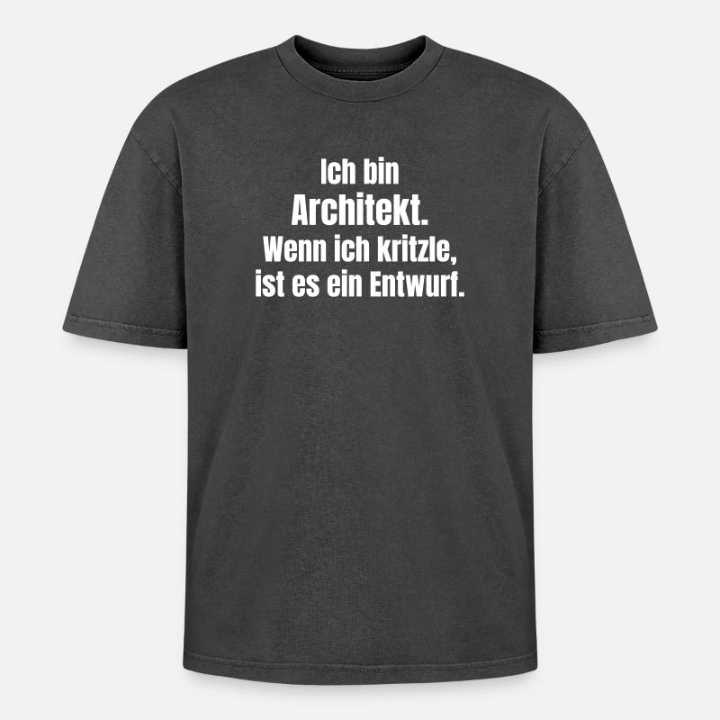 Architect Doodle Design Saying - Oversized Unisex Premium Acid-Washed T-Shirt - acid washed black
