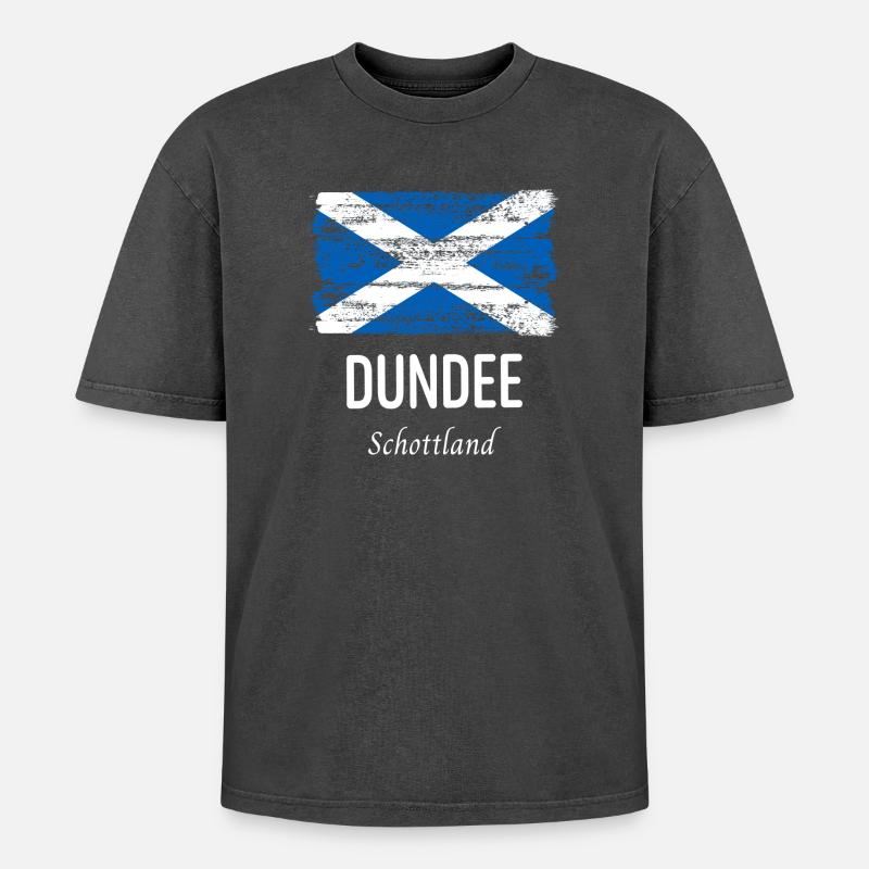 Dundee - Oversized Unisex Premium Acid-Washed T-Shirt - Schwarz Acid Wash