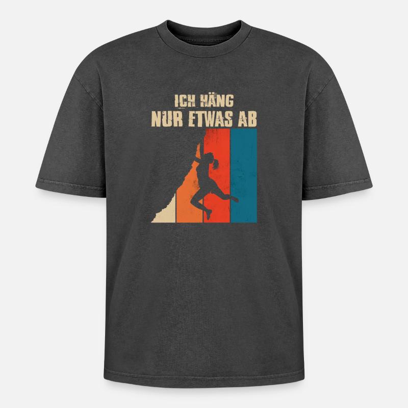 Bouldern Geschenke Klettern Kletterer Boulderer - Oversized Unisex Premium Acid-Washed T-Shirt - Schwarz Acid Wash