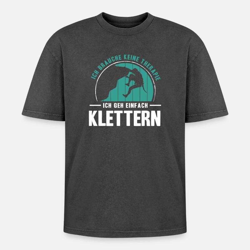 Bouldern Geschenke Klettern Kletterer Boulderer - Oversized Unisex Premium Acid-Washed T-Shirt - Schwarz Acid Wash