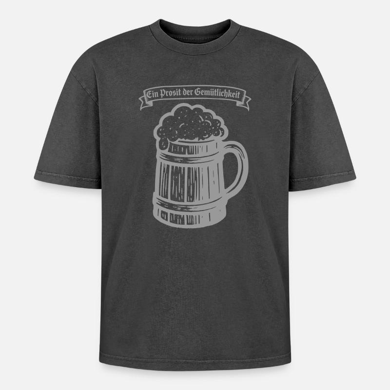 Ein Prosit der Gemütlichkeit - Oversized Unisex Premium Acid-Washed T-Shirt - Schwarz Acid Wash