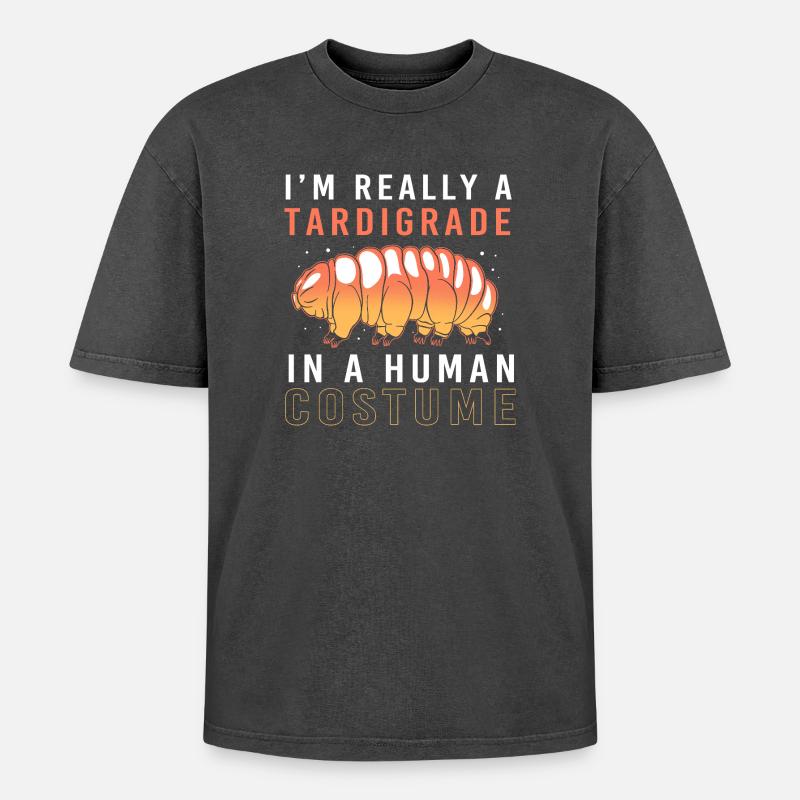Bärtierchen Tardigrades Wasserbär Tardigrade - Oversized Unisex Premium Acid-Washed T-Shirt - Schwarz Acid Wash