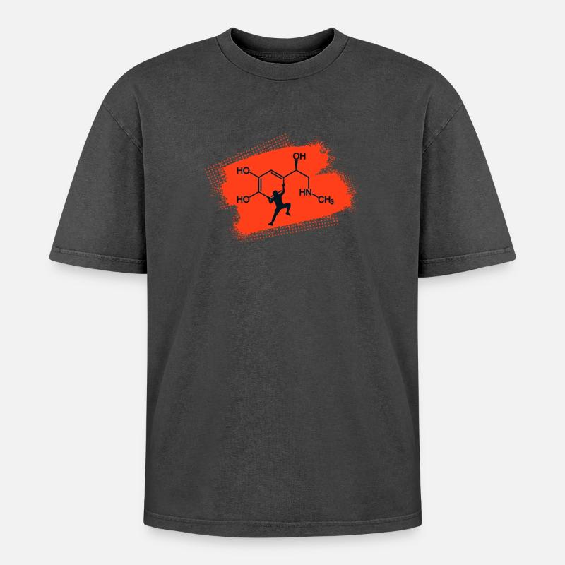 Klettern Adrenalin Junkie - Oversized Unisex Premium Acid-Washed T-Shirt - Schwarz Acid Wash