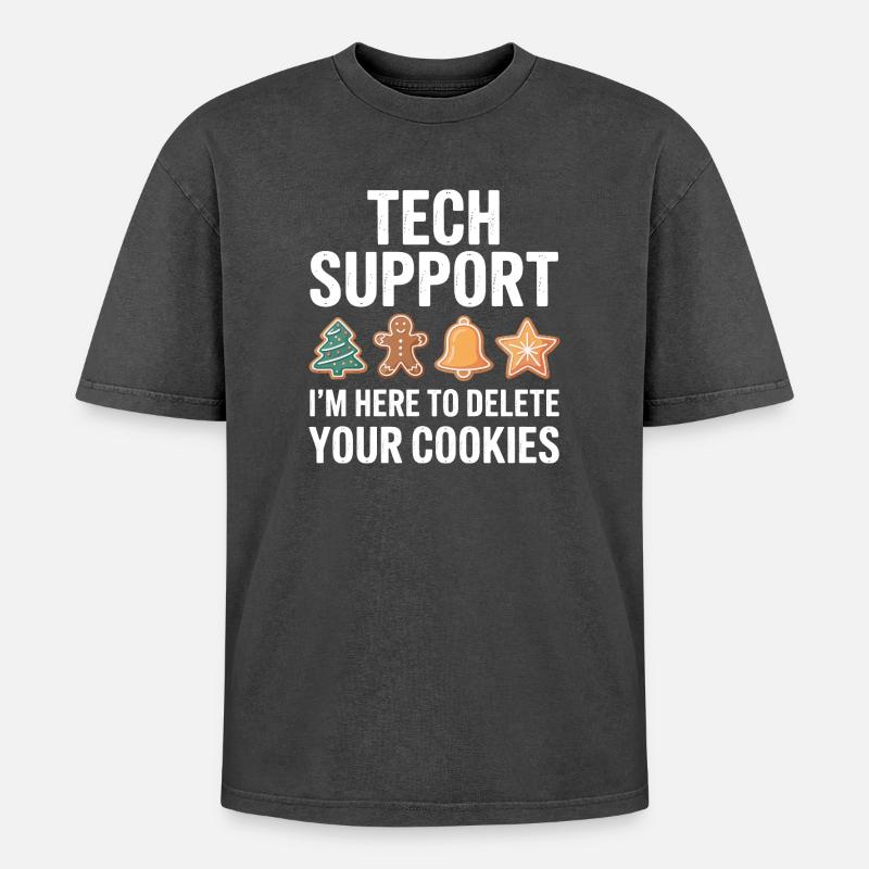 Tech Support Cookies Deletion - Oversized Unisex Premium Acid-Washed T-Shirt - acid washed black