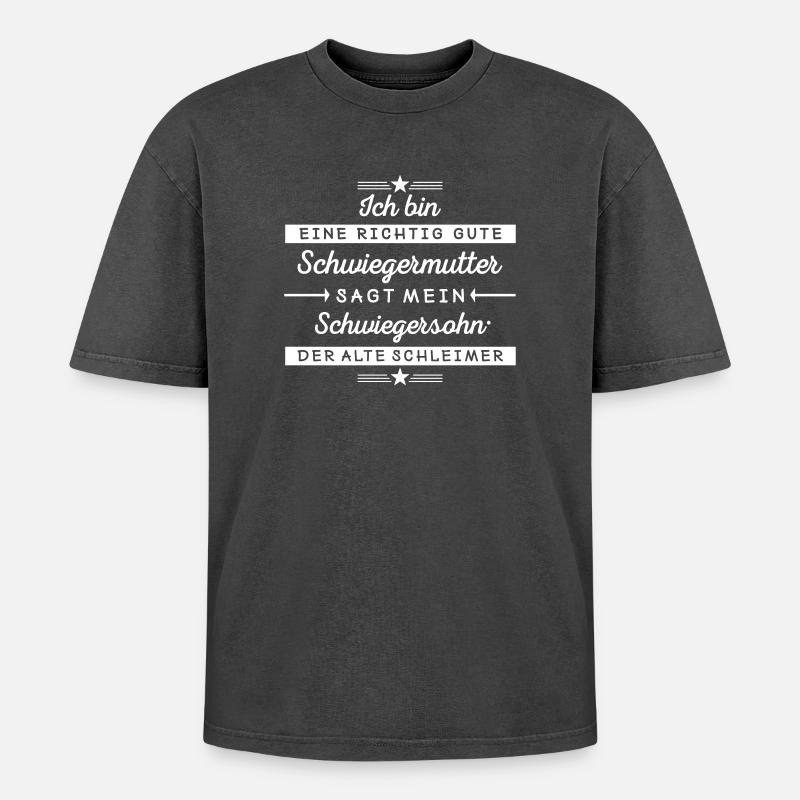 Ich bin eine gute Schwiegermutter - Oversized Unisex Premium Acid-Washed T-Shirt - Schwarz Acid Wash