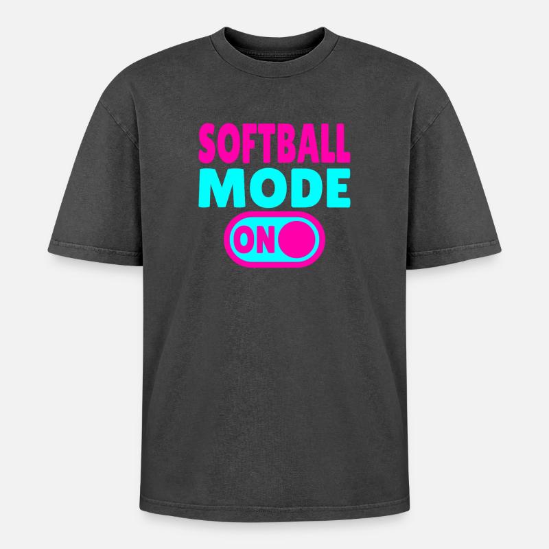 Mode softball activé - T-shirt Premium unisexe oversize acid-washed - noir délavé acide