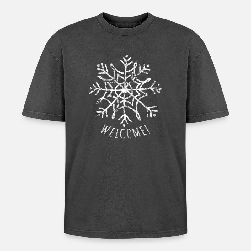 Snowflake - Oversized Unisex Premium Acid-Washed T-Shirt - acid washed black