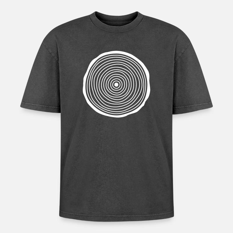 Baumscheibe - Oversized Unisex Premium Acid-Washed T-Shirt - Schwarz Acid Wash