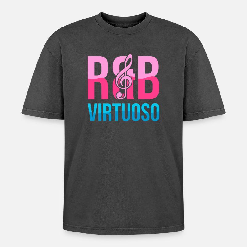 RnB Musikvirtuose E2 Pink Candy - Oversized Unisex Premium Acid-Washed T-Shirt - Schwarz Acid Wash