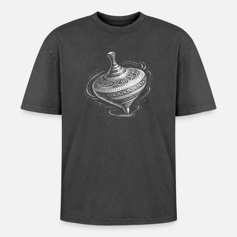 Kreisel - Oversized Unisex Premium Acid-Washed T-Shirt - Schwarz Acid Wash