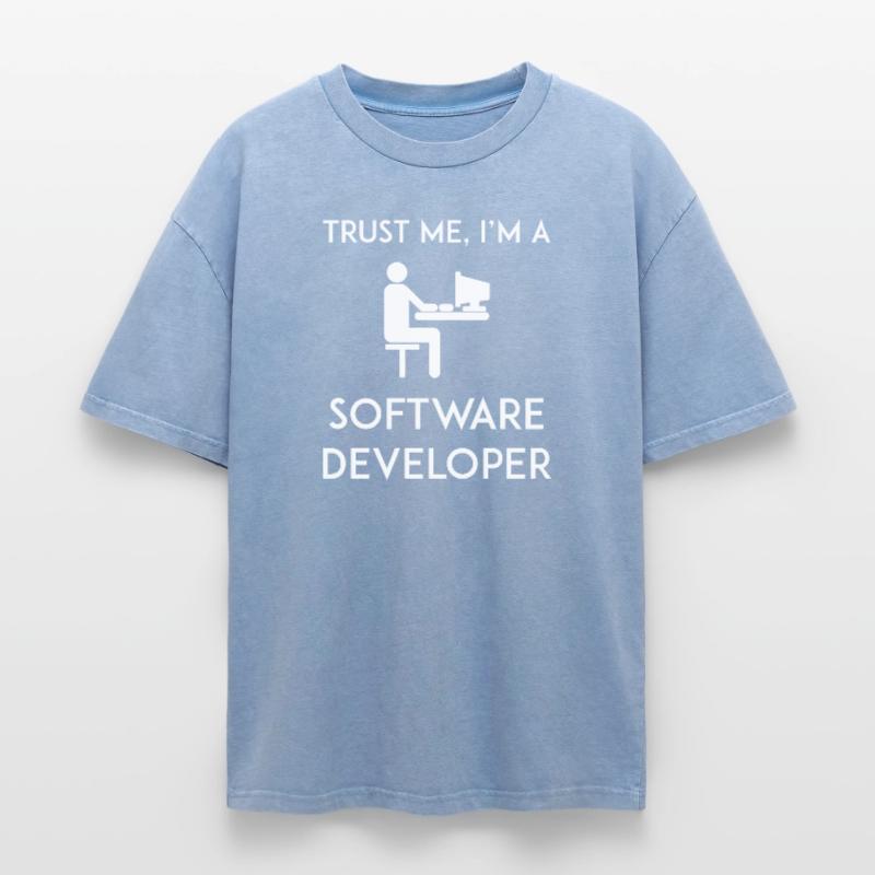 Trust Me I'm a Software Developer Oversized Unisex Premium Acid-Washed T-Shirt
