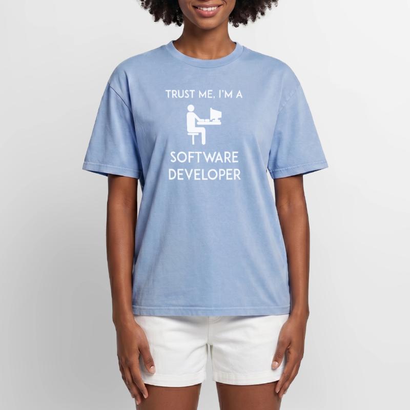 Trust Me I'm a Software Developer Oversized Unisex Premium Acid-Washed T-Shirt