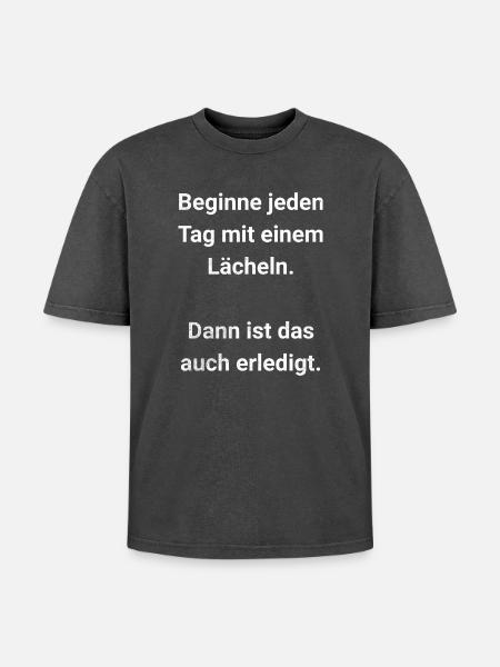 Start every day with a smile - Oversized Unisex Premium Acid-Washed T-Shirt - acid washed black
