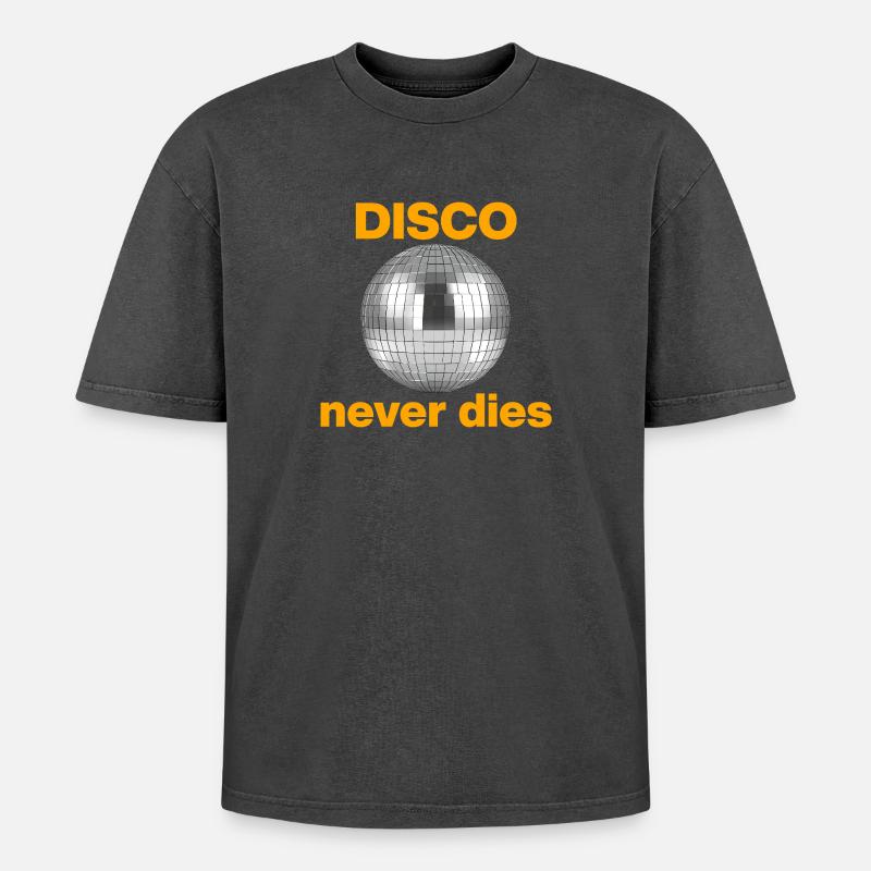 Disco never dies: Glitzer-Power! Discokugel - Oversized Unisex Premium Acid-Washed T-Shirt - Schwarz Acid Wash