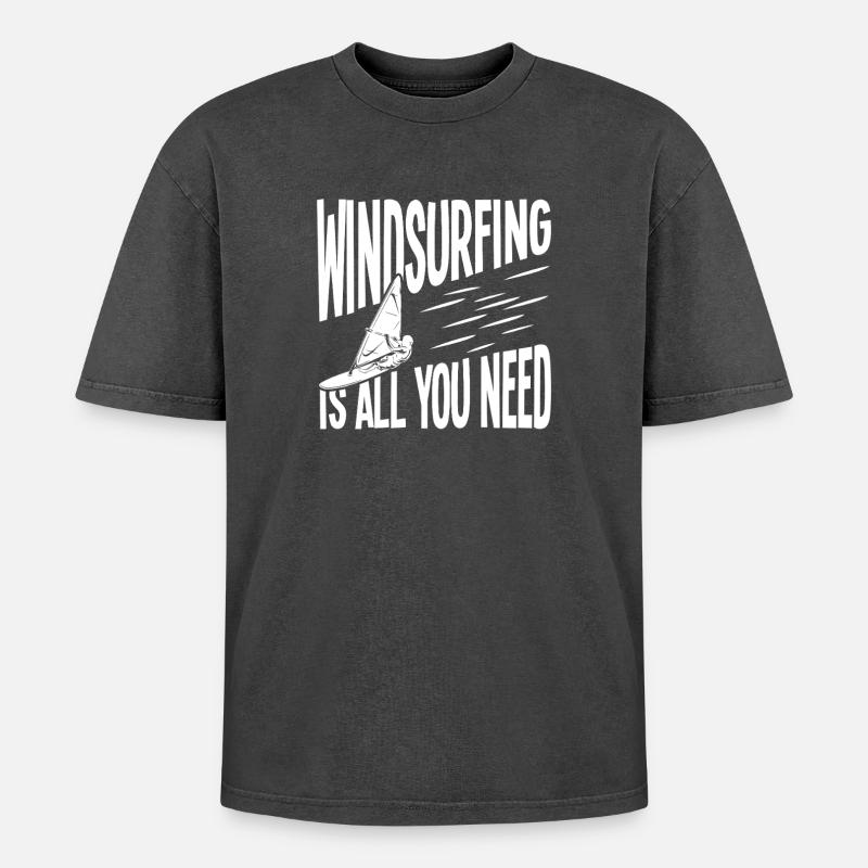 Windsurfing: Everything you need - Oversized Unisex Premium Acid-Washed T-Shirt - acid washed black