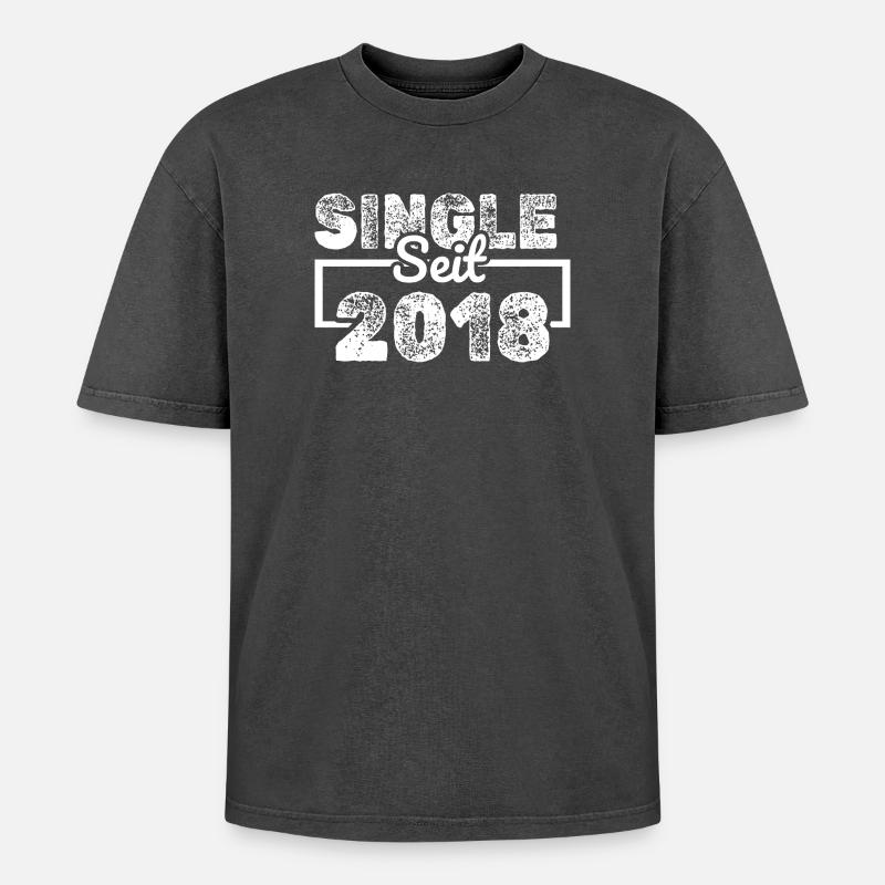 2018 2018 - Oversized Unisex Premium Acid-Washed T-Shirt - Schwarz Acid Wash