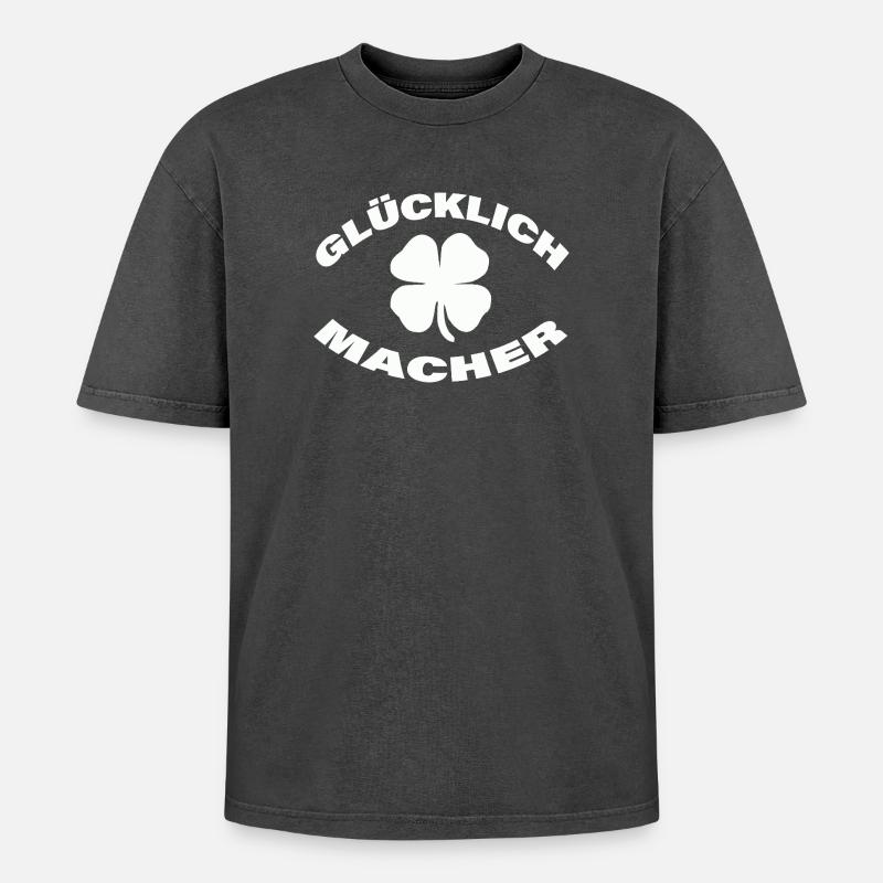 HAPPINESS MAKER - Oversized Unisex Premium Acid-Washed T-Shirt - acid washed black