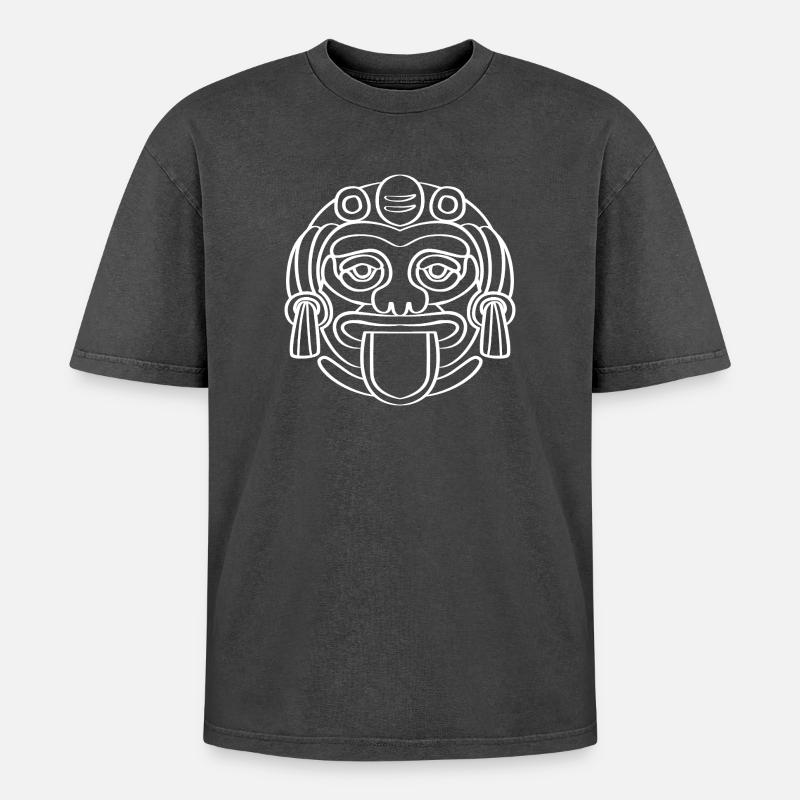 Maya kalender aztec Inka - Oversized Unisex Premium Acid-Washed T-Shirt - Schwarz Acid Wash