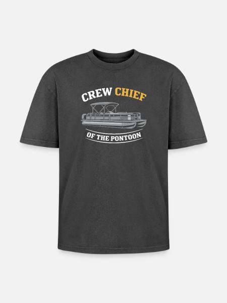 Pontoon Party Pontoon Crew Pontoon Boat - Oversized Unisex Premium Acid-Washed T-Shirt - acid washed black