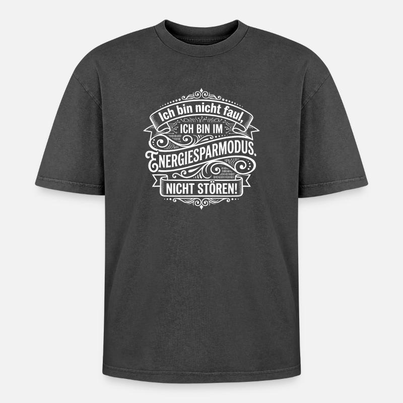 Power Saving Mode Slogan Design - Oversized Unisex Premium Acid-Washed T-Shirt - acid washed black
