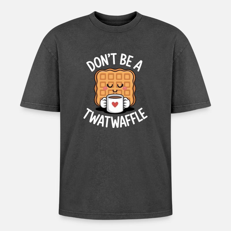 Don't Be A Twatwaffle - Oversized Unisex Premium Acid-Washed T-Shirt - acid washed black