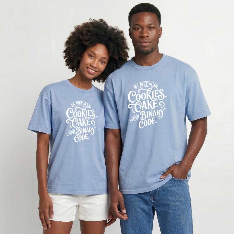 Cookies Cake Binary Code Design Oversized Unisex Premium Acid-Washed T-Shirt