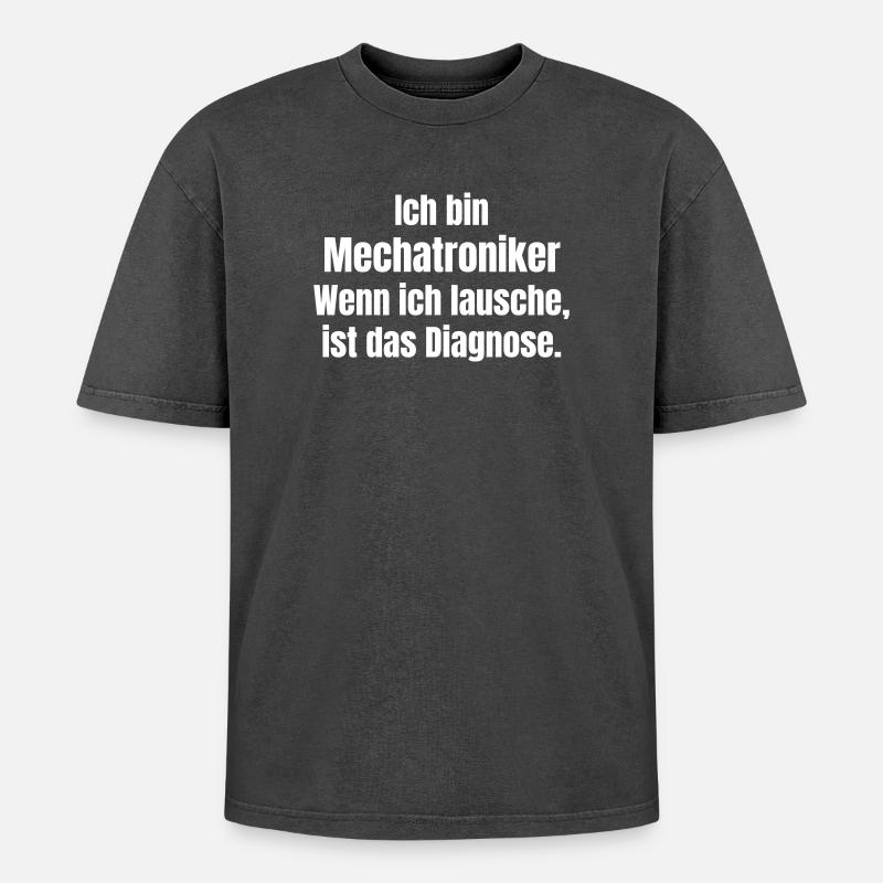 Mechatronics Technician Diagnosis Lach - Oversized Unisex Premium Acid-Washed T-Shirt - acid washed black