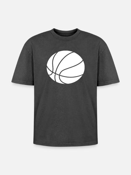 Minimal Basketball Outline Sport Design - Oversized Unisex Premium Acid-Washed T-Shirt - acid washed black