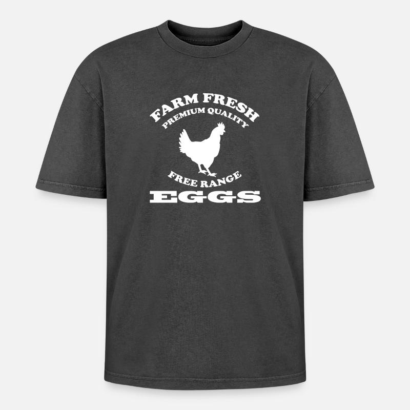 EGGS - Oversized Unisex Premium Acid-Washed T-Shirt - Schwarz Acid Wash