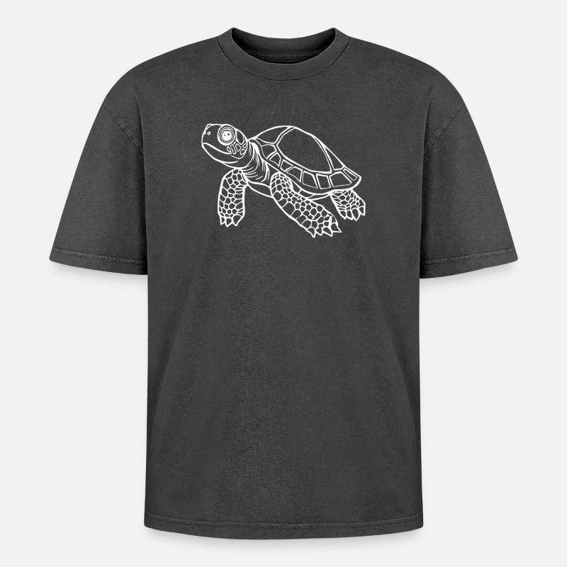 Turtle Turtles - Oversized Unisex Premium Acid-Washed T-Shirt - acid washed black