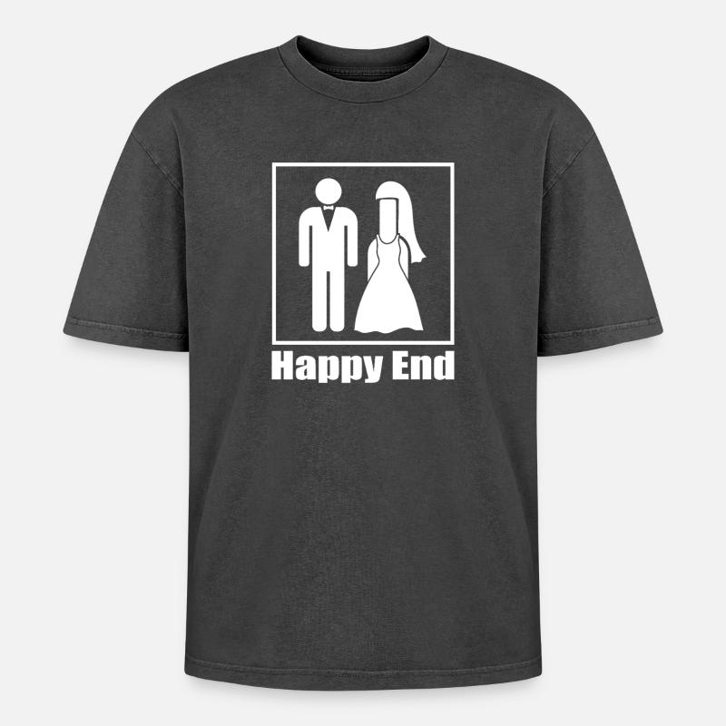 Le véritable mariage à fin heureuse - T-shirt Premium unisexe oversize acid-washed - noir délavé acide