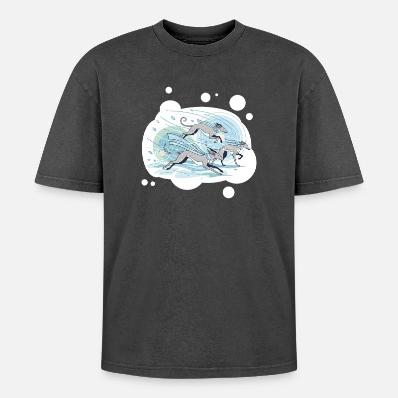 greyhounds - Oversized Unisex Premium Acid-Washed T-Shirt - acid washed black