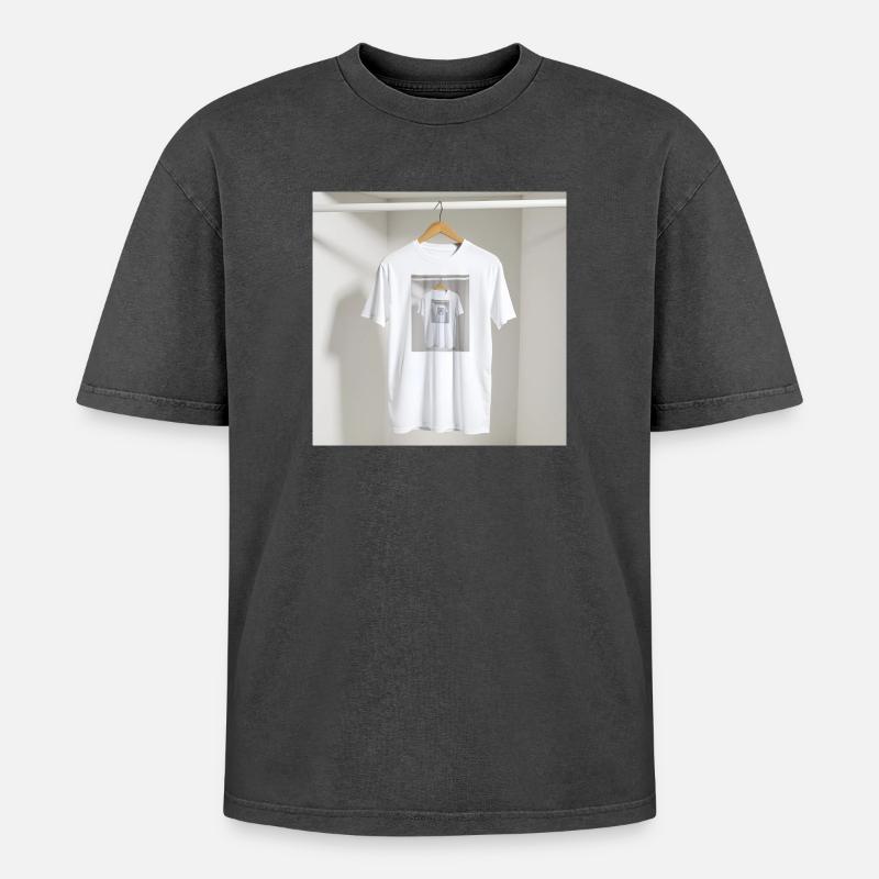 Framed Reflection Tee - Oversized Unisex Premium Acid-Washed T-Shirt - acid washed black