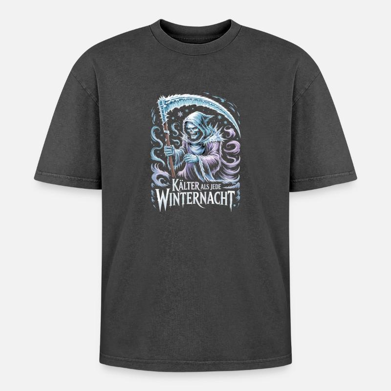  Kälter Als Jede Winternacht Sensenmann Eisiger - Oversized Unisex Premium Acid-Washed T-Shirt - Schwarz Acid Wash