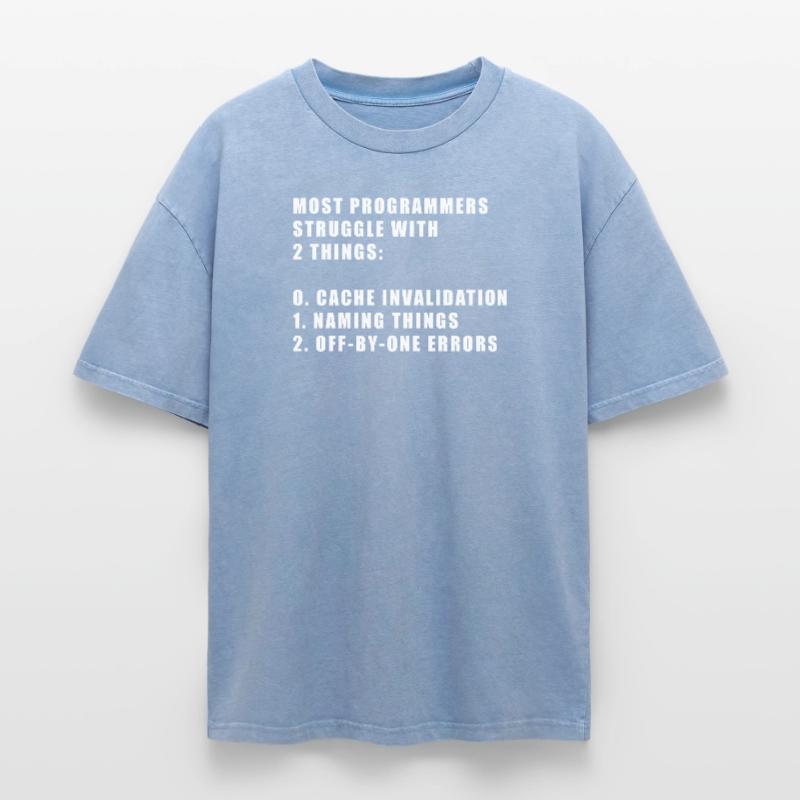 2 hard things in computer science programmer Oversized Unisex Premium Acid-Washed T-Shirt