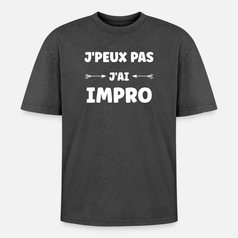 Ich kann nicht. Ich improvisiere. - Oversized Unisex Premium Acid-Washed T-Shirt - Schwarz Acid Wash