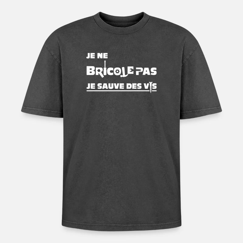 I DON'T TINKER, I SAVE SCREWS! - Oversized Unisex Premium Acid-Washed T-Shirt - acid washed black