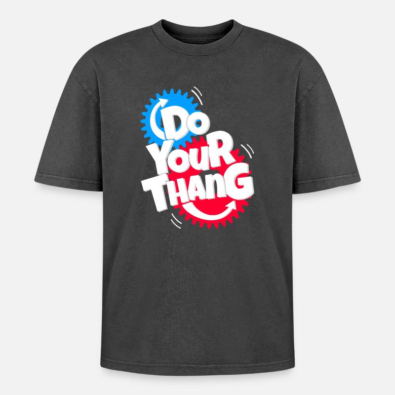 Do Your Thang - Oversized Unisex Premium Acid-Washed T-Shirt - Schwarz Acid Wash