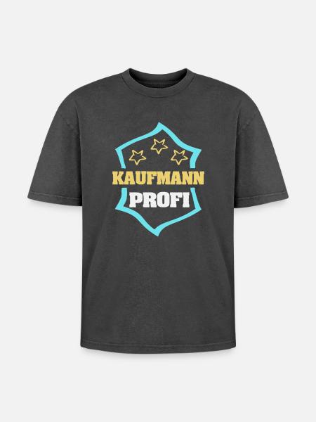 Arbeit Kaufmann - Oversized Unisex Premium Acid-Washed T-Shirt - Schwarz Acid Wash